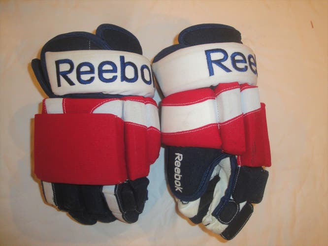STY 2 REEBOK GLOVES 14" RED WHITE BLUE PRO STOCK MADE IN CANADA MIC