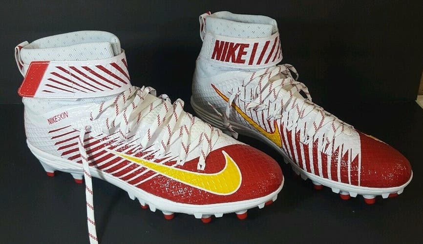 New Nike Lunar Beast Elite Red/Yellow TD Football Cleats 847588-116 Men Size 17