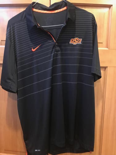 Oklahoma State Black Used Men's Adult XL NIKE DRI FIT Golf Shirt