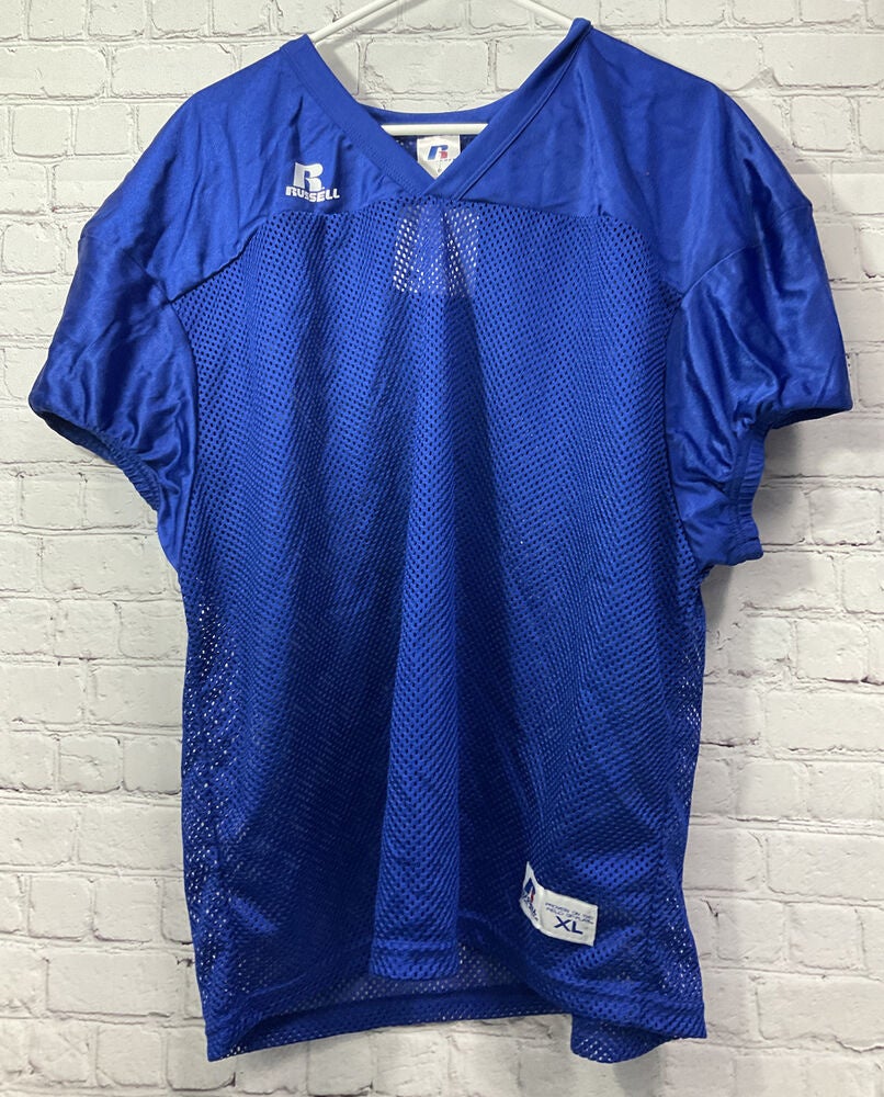 Men Blank Plain Football Jersey Practice Short Sleeve Mesh Pullover Medium,  Blue