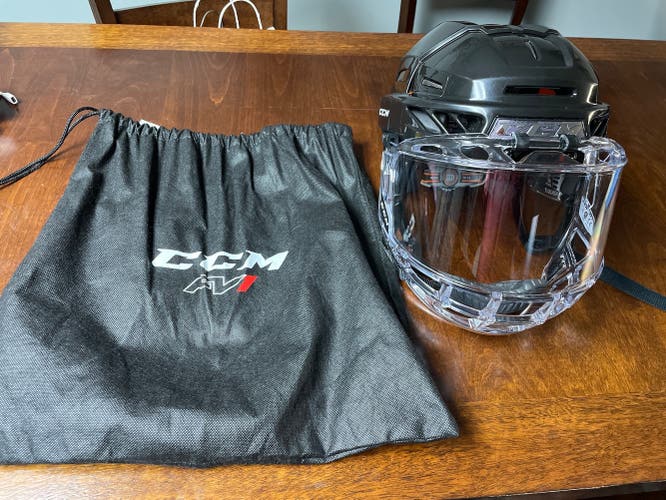 Black Used Medium CCM  Fitlite 3DS Helmet With FV1 Face Shield