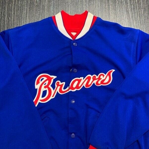 Atlanta Braves Jacket Men XL Felco Blue MLB Baseball Vintage 80s Felco Rare  USA