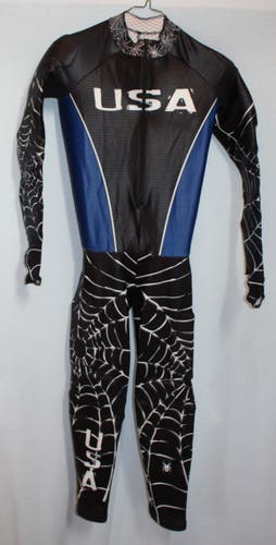 Spyder World Cup GS ski race suit *Adult L* Blue/Black USA men's padded downhill speed Large