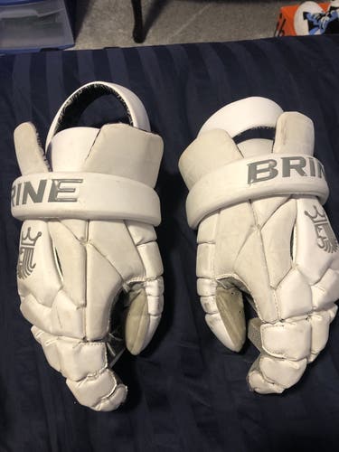 White 13” Brine king lacrosse gloves