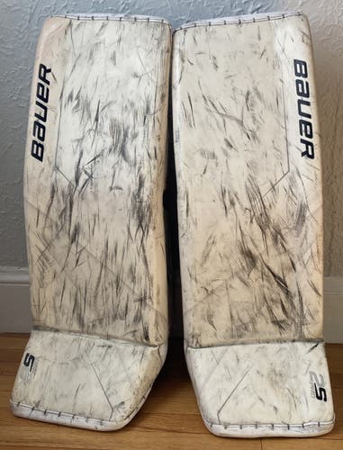White 34" + 1" Bauer Supreme 2S Pro Goalie Leg Pads