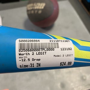 Used Worth 2 Legit 31" -12.5 Drop Baseball & Softball Fastpitch Bats