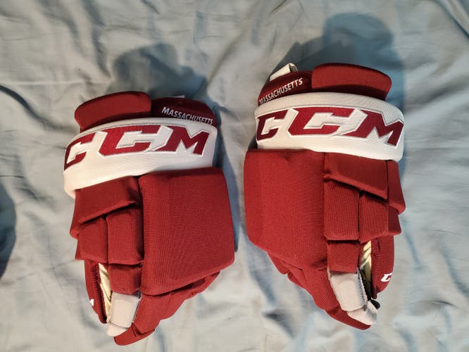 Red Used Senior CCM HG4RPP Gloves 14" Pro Stock