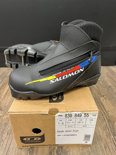 Classic Size 2.0 (EUR 33.5) New Salomon Equipe Junior Pilot Cross Country Ski Boots