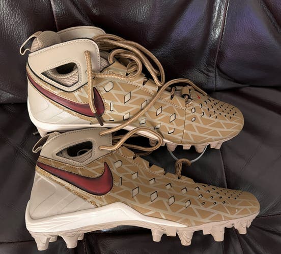 Nike V Lax Brown Unisex Molded Cleats High Top Huarache 5 Lacrosse New 6Y