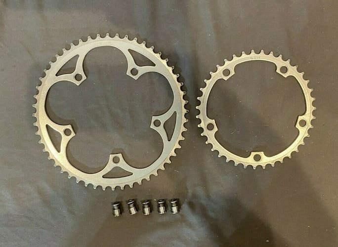 Vintage SR Sakae 211 52-Tooth and 271 39-Tooth Aluminum Chainrings w/Bolts GREAT