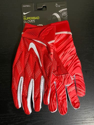 Nike Superbad 4.5 Football Wide Receiver Gloves Size XL Red/White