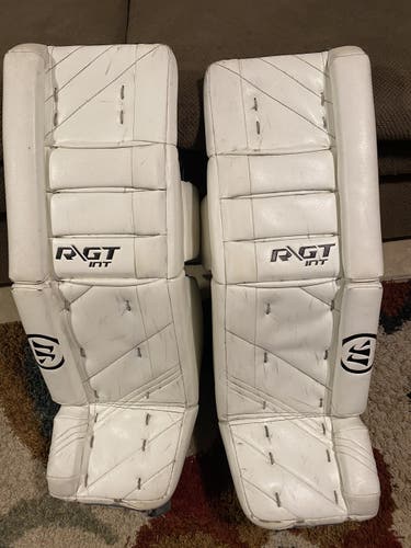 White Senior 32 + 1 Warrior Ritual GT Goalie Leg Pads