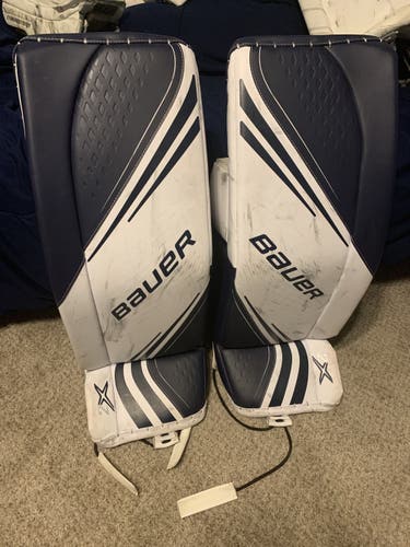 White And Navy Senior 33" Bauer  Vapor 2X Goalie Leg Pads