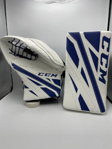 NEW CCM Extreme Flex E4.9 Sr Catch Glove & Blocker White/Royal