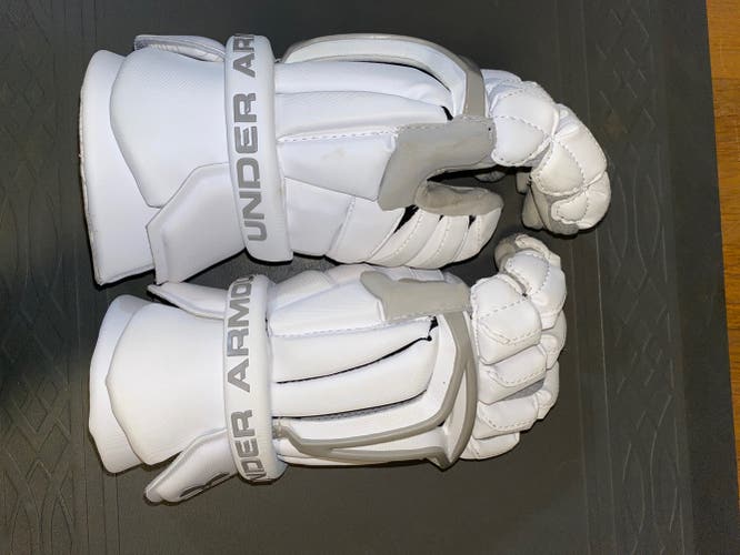 White New Player's Under Armour BioFit Lacrosse Gloves 13"