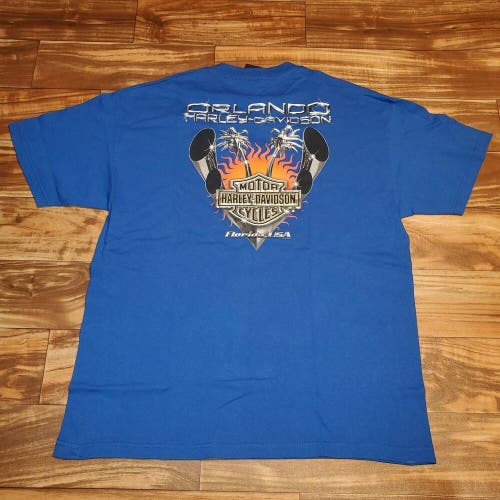 Harley Davidson 2016 Orlando Florida USA Blue T Shirt Size XL