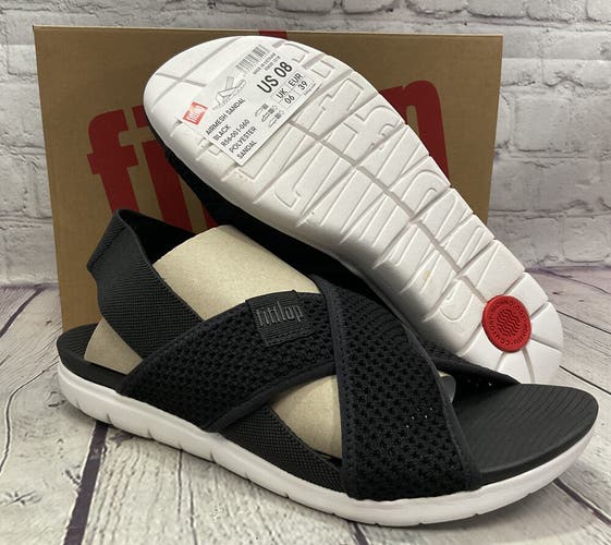 FitFlop Women’s Size US 8 Air mesh Urban Black Polyester Sandals New With Box