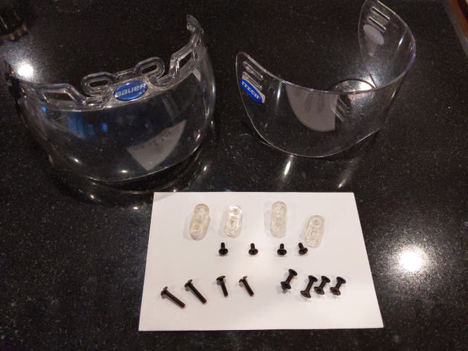 Used Hockey Clear Half Visors and hardware kit