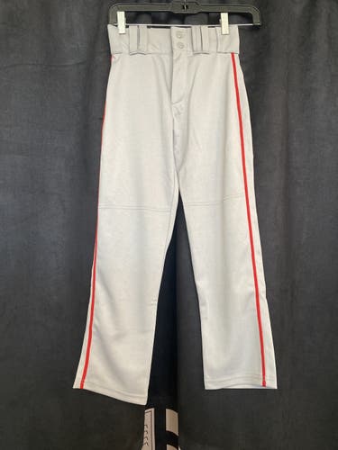 Alleson Grey Baseball Pants with Red Pipe. Youth Small
