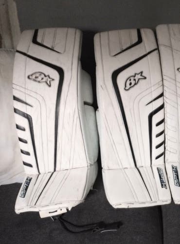 White Used Senior 33" Brian's OPTiK Goalie Leg Pads Pro Stock