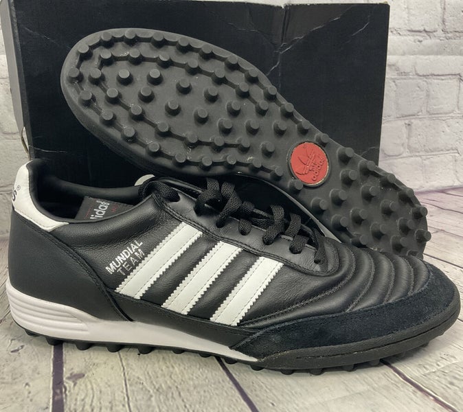 Adidas Mens Mundial Team Soccer Turf Shoes Black Leather Suede Size 11 See Pics!