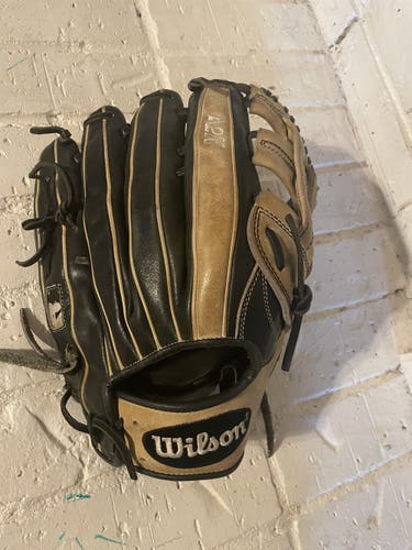 Black Used High School/College Wilson Right Hand Throw Outfield A2K Baseball Glove 12.75"