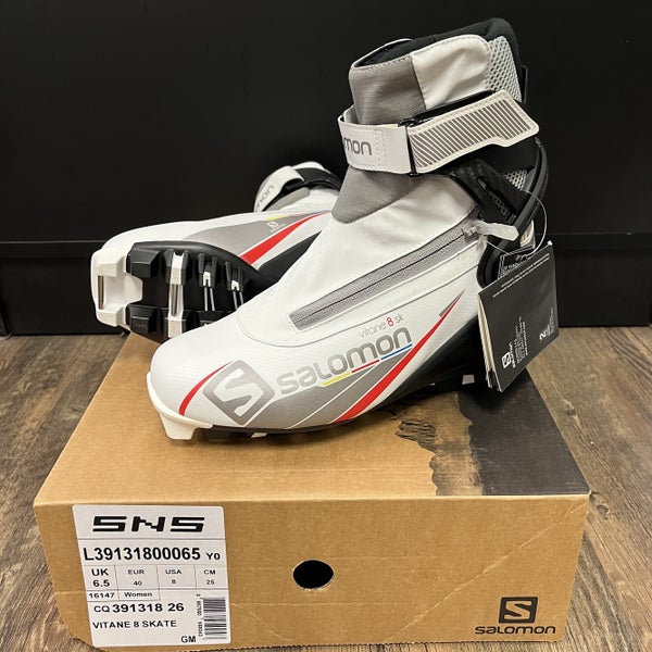 Skate Size 8 (EUR 40) New Salomon Women's Vitane 8 Pilot Skate Cross Country Ski Boots