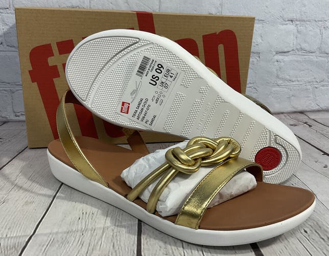 FitFlop Womens Tiera Artisan Gold Back strapped Sandal Size US 9 New With Box