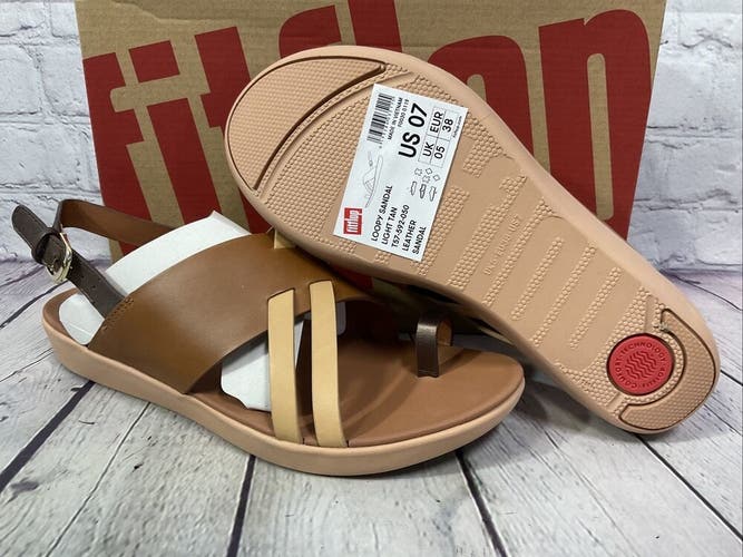 FitFlop Womens Loopy Back Strap Sandal Light Tan Size 7 New With Box
