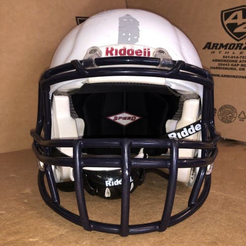 USED RIDDELL SPEED ADULT FOOTBALL HELMET - LARGE - METALLIC WHITE