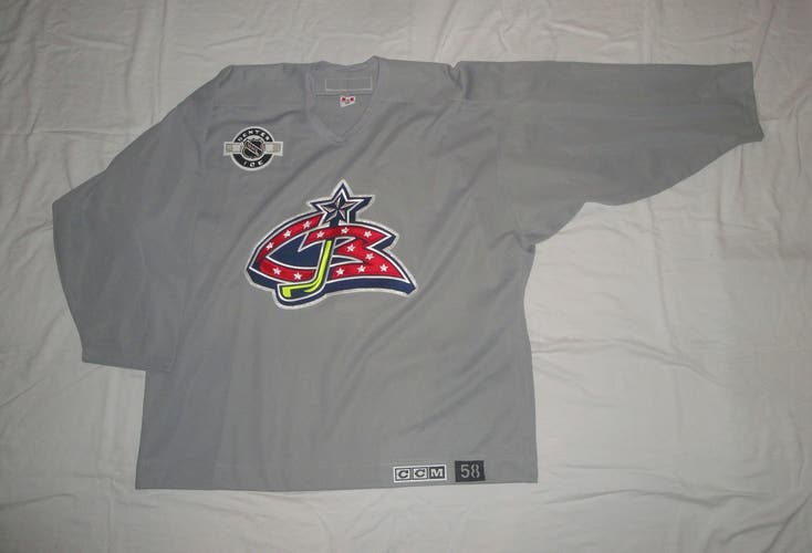 COLUMBUS BLUE JACKETS CCM PRACTICE JERSEY SIZE 58 GRAY MIC PRO STOCK