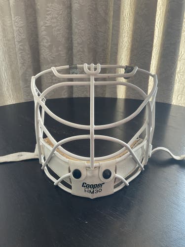 White Senior Used Cooper Goalie Mask Pro Stock