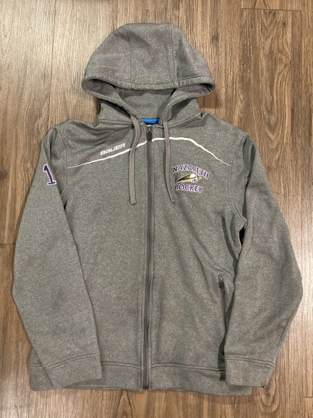 Team Issued Nazareth College Hockey Full Zip. Bauer Large