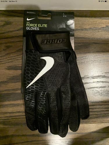 Nike Force Elite Black Baseball Batting Gloves PGB644-091 Men Sz M NWT $65