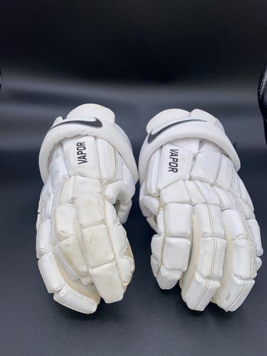 White Used Player's Nike 13" Vapor Lacrosse Gloves