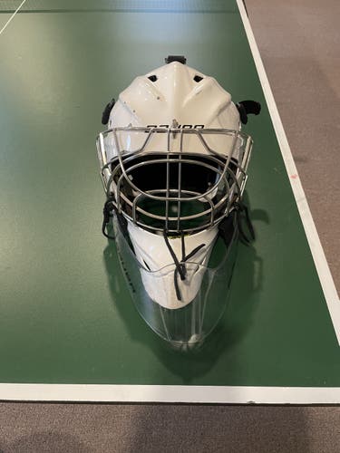 White Senior Used Bauer Concept C2 Goalie Mask Pro Stock