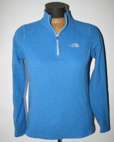 The North Face Women's Light Blue 1/4-Zip Pullover Fleece Sweater ~ Size Small S