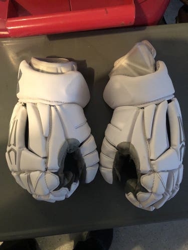 White Used Player's Under Armour 13" Command Pro 2 Lacrosse Gloves