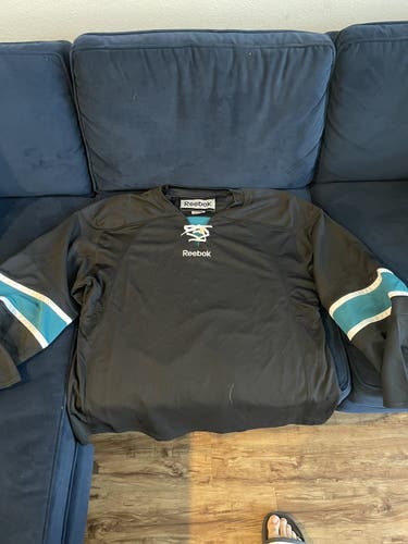 Black Unisex Goalie Cut Reebok Jersey San Jose Third