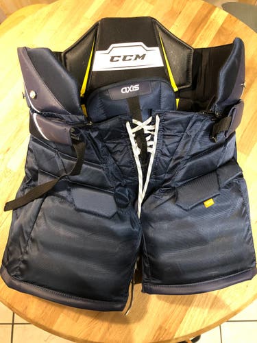 Blue Senior Used Medium CCM Axis Pro Hockey Goalie Pants Pro Stock