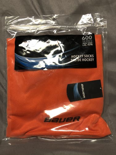 Bauer Orange Senior Large - XLarge Socks, New