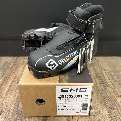Size 1.5 (EUR 33) New Salomon Combi Junior Pilot Cross Country Ski Boots