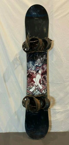 Burton The White Collection 154cm Freestyle Snowboard w/Cartel Bindings L GREAT