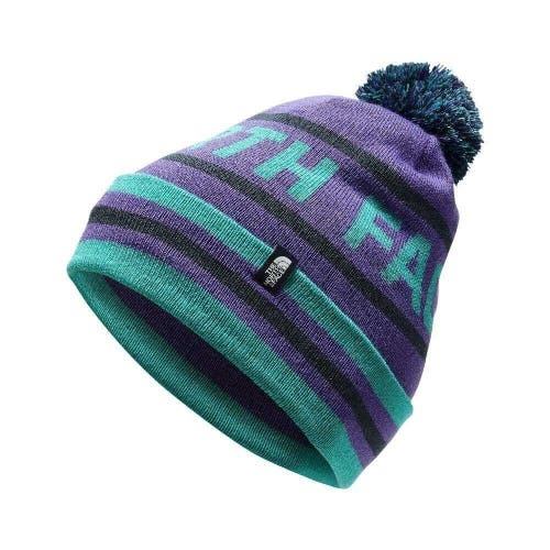 The North Face Mens Ski Tuke V OSFA Blue Purple Winter Hat Pom Beanie