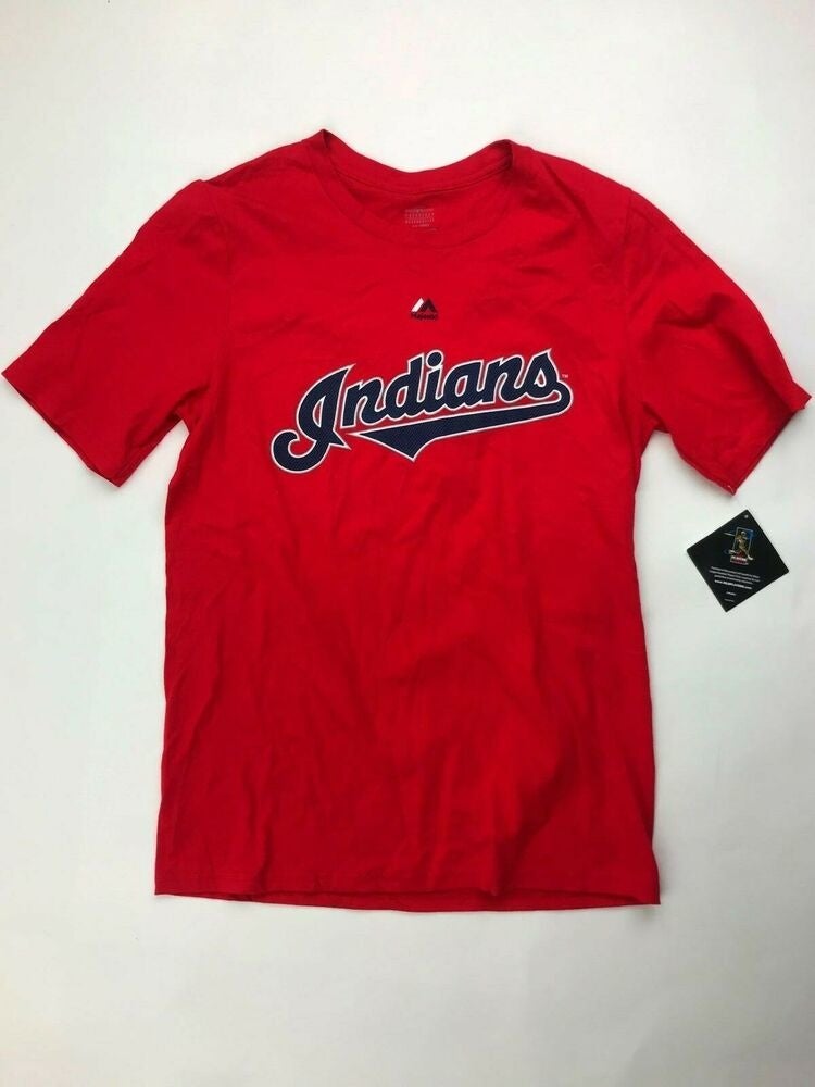 Majestic Cleveland Indians Graphic Logo Baseball T Shirt red Size L youth
