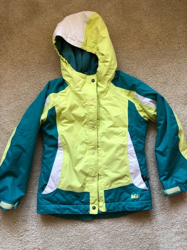 REI Yellow/Green Youth Unisex Used Small REI Skiing Jacket Waterproof
