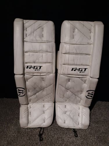 White Used Intermediate 31+1 Warrior Ritual GT Goalie Leg Pads