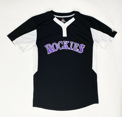 Majestic MLB Colorado Rockies Evolution Tee Cool Base Shirt Men's S M Black I383