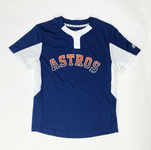 Majestic MLB Houston Astros Evolution Tee Cool Base Shirt Youth Medium Navy IY83