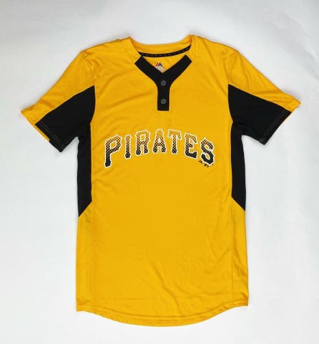 Majestic MLB Pittsburg Pirates Evolution Tee Cool Base Shirt Men's S Yellow I383